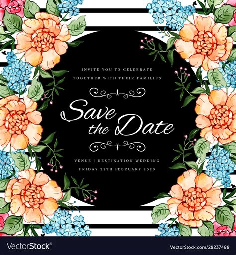 Watercolor Floral Wedding Invitation Background Vector Image