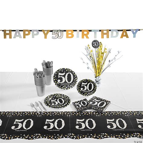 Sparkling Celebration 50th Birthday Tableware Kit For 24 Guests