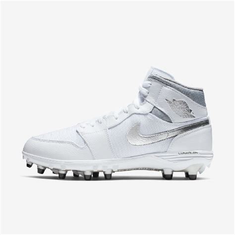 Jordan 1 Td Mid Mens Football Cleat In Whitemetallic Silvermetallic Silver Modesens