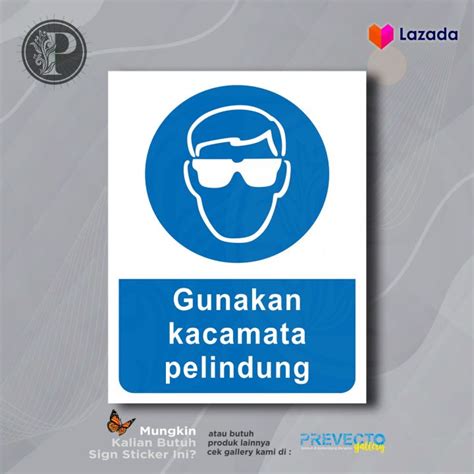 Sticker Safety Sign K3 Rambu Gunakan Kacamata Pelindung | Lazada Indonesia