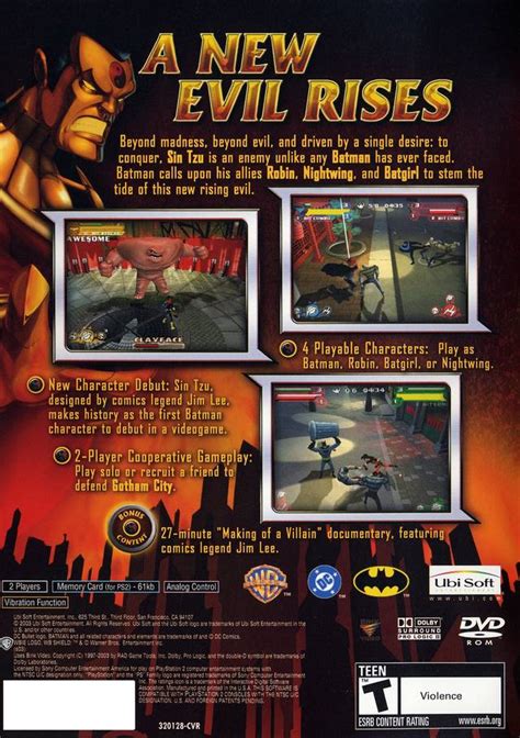 Batman Rise Of Sin Tzu Sony Playstation 2 Game