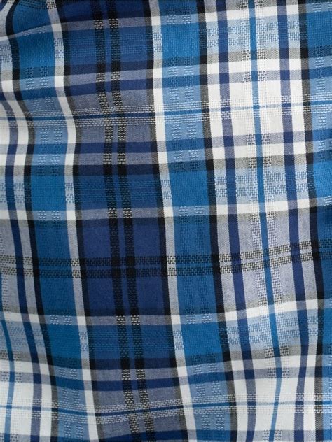 Camicia Uomo Madras Blu Collo Button Down Invidia 1973