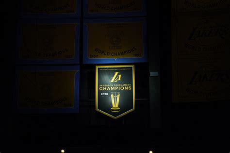 Lakers Hang A Modest Banner To Celebrate Their Victory In The NBAs