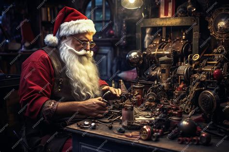 Premium Ai Image Generative Ai Illustration Of Santa Claus Making