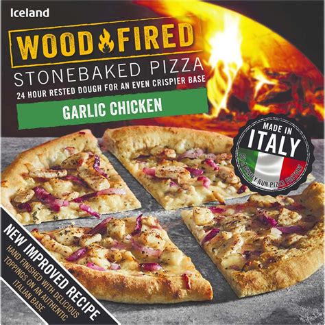 Iceland Garlic Chicken Woodfired Pizza 338g Woodfired Pizza Iceland