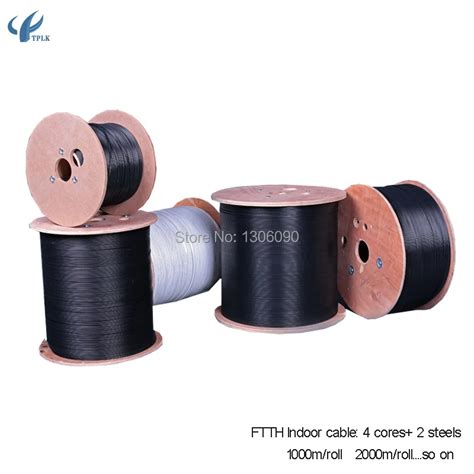 3000m Roll Single Mode 4 Core Outdoor FTTH Fiber Optic Drop Wire Cable