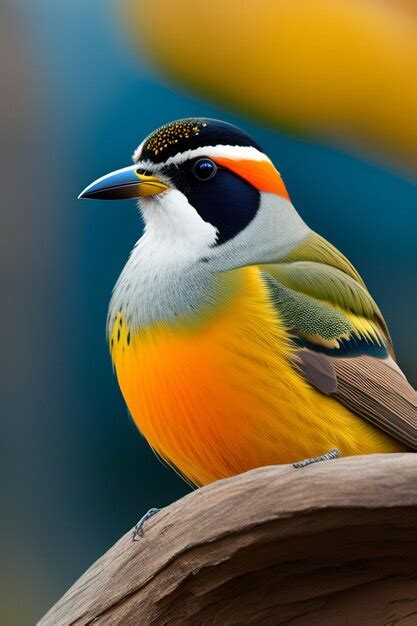 Un P Jaro Con Cabeza Amarilla Y Plumas Naranjas Est Sentado En Una