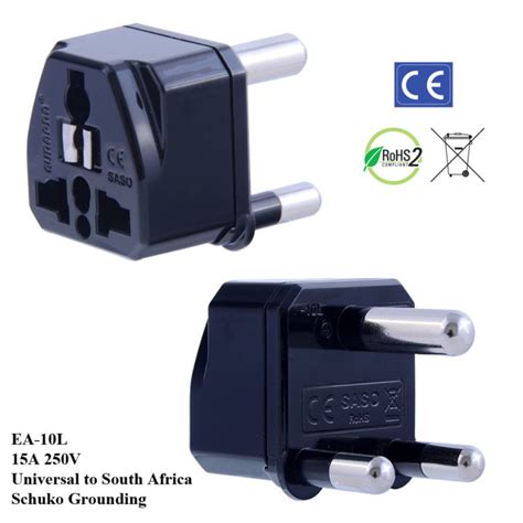 Ea 10lblack Wa 10l South Africa Plug Adapter With Schuko Ground Europlugs