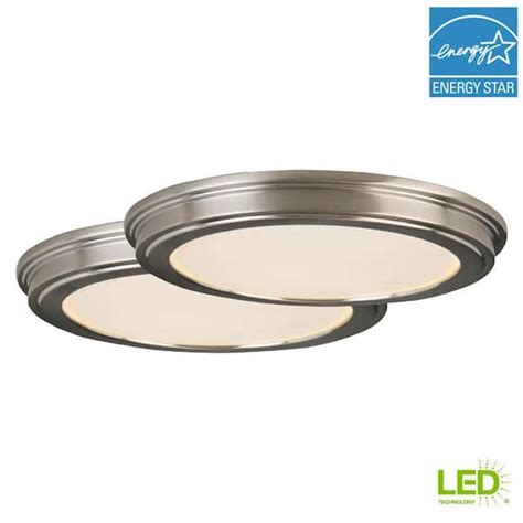 Commercial Electric 15 In Brushed Nickel 5 CCT LED Round Flush Mount