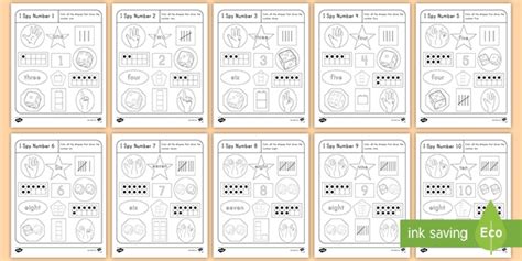 Free Number Sense I Spy Numbers 1 10 Activity Pack