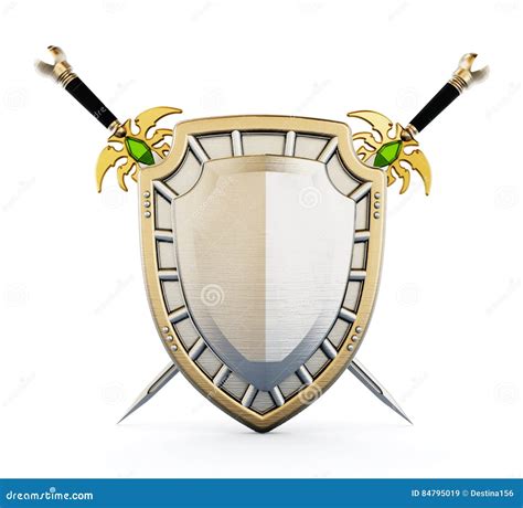 Shield And Crossed Swords 3d Illustration Stock Illustration