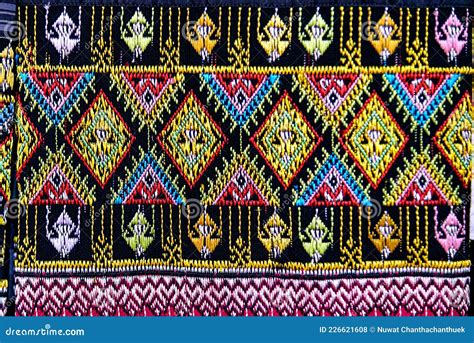 Patterns Of Traditional Woven Fabric In The Northern Of Thailand Stock