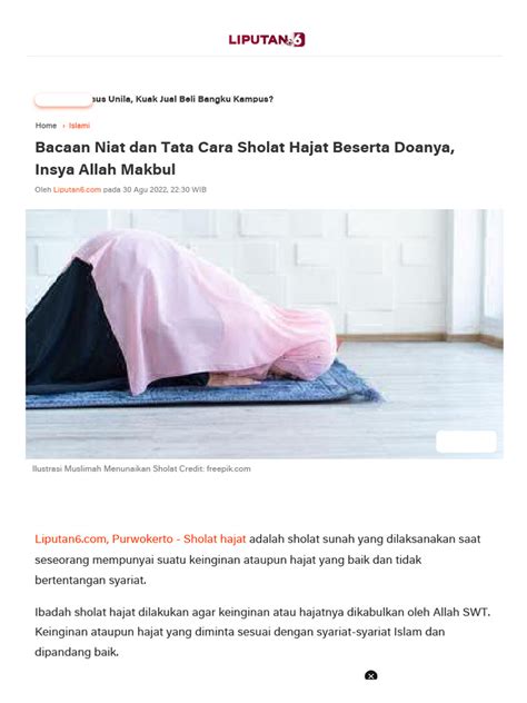 Bacaan Niat Dan Tata Cara Sholat Hajat Beserta Doanya Insya Allah