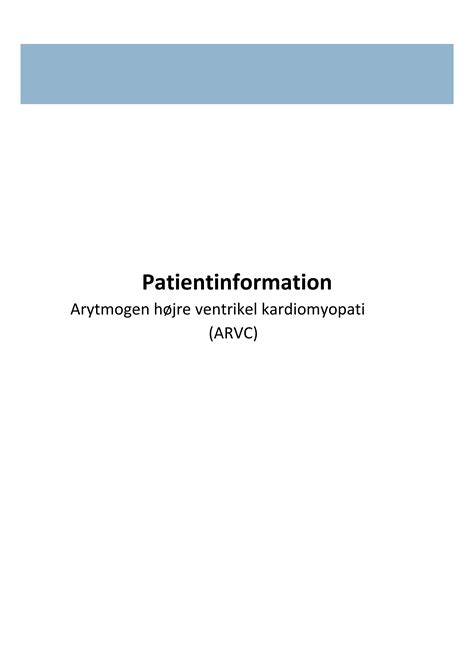 Arbejdsgrupper Arytmogen H Jre Ventrikel Kardiomyopati