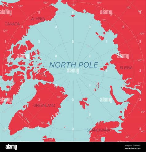 North Pole Detailed Editable Map With Regions Geographic Sites Vector