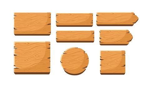 Set Of Wooden Sign Board Vector Illustration 11708409 Vector Art At