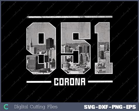 Vintage Corona 951 Area Code California Skyline SVG PNG Cutting Files