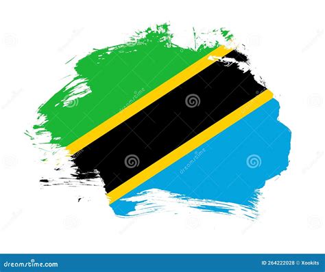 Tanzania Flag Painted On Minimal Brush Stroke Background Stock Photo