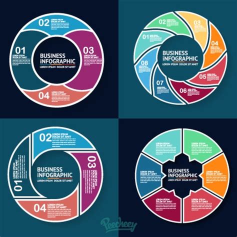 Circle Infographic Set Vectors Images Graphic Art Designs In Editable