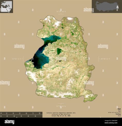 Van Province Of Turkey Sentinel 2 Satellite Imagery Shape Isolated