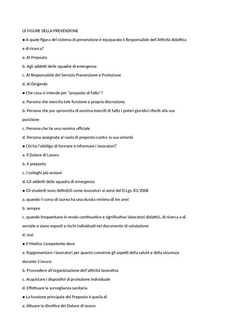 Domande senza risposta sulla sicurezza del lavoro | Esercizi di