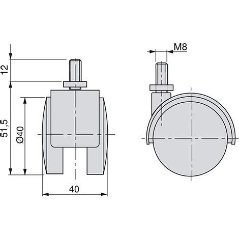 Kit Di Rotelle Per Mobili Con Freno Diametro Mm Con Perno Filettato M