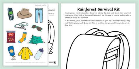 Rainforest Survival Kit Worksheet Hecho Por Educadores