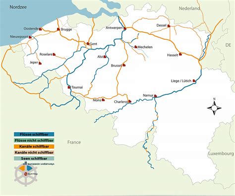 schiffbaren Binnengewässer in Belgien Wasserwege Kanäle und Flüsse