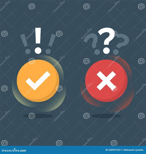 Cross And Check Mark Icon In Flat Style Right And Wrong Answer Vector