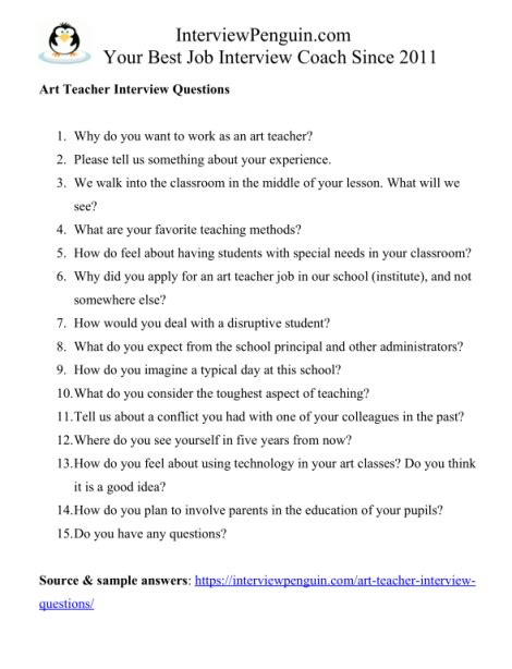 15 Art Teacher Interview Questions & Answers [2022 edition]