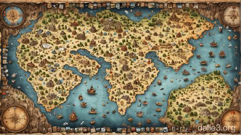 Detailed Map of the Gaming World Explore Divided Areas | Dalle3 AI