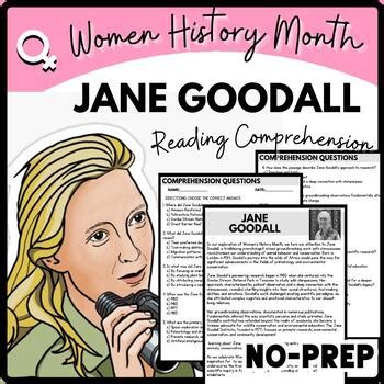 Women S History Month JANE GOODALL Reading Comprehension Biography