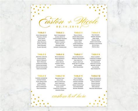 Simple Gold And White Wedding Seating Chart Printable Alphabetical