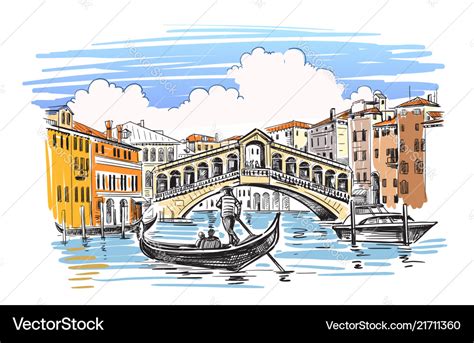 Venice Hand Drawn Royalty Free Vector Image Vectorstock