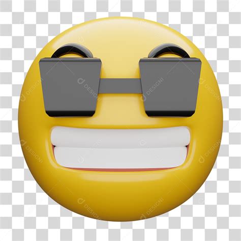 Emoji 3D Carinha Sorridente Óculos de Sol PNG Transparente