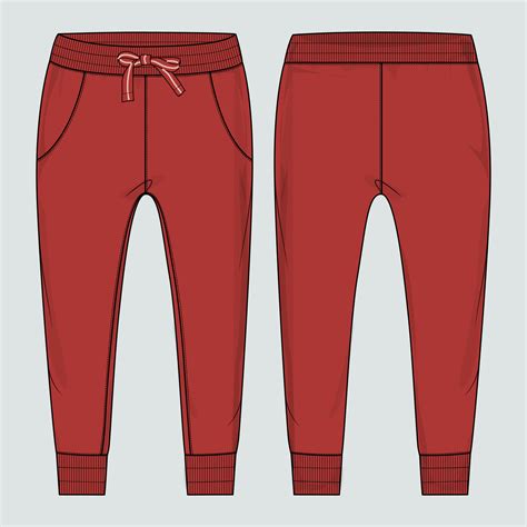 Fleece Fabric Jogger Sweatpants Technical Fashion Flat Sketch Vector