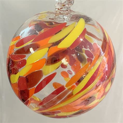 Kugel Zum H Ngen Bunte Glaskugel Ornament Gelb Orange Klar