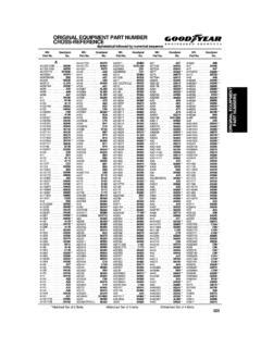 Original Equipment Part Number Cross Reference Original Equipment