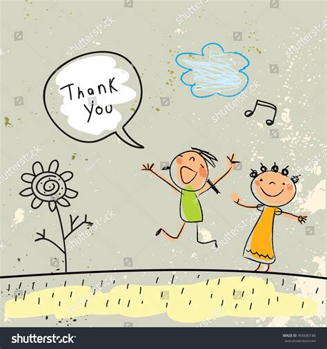 Kids Thank You Card Vector Illustration Stock Vector (Royalty Free ...