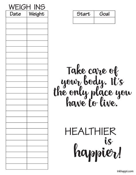 Weight Tracking Chart Template Download Printable Pdf Templateroller