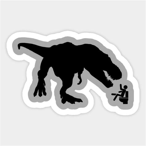 T Rex Vs Man On Toilet Jurassic Park Silly Sticker Teepublic