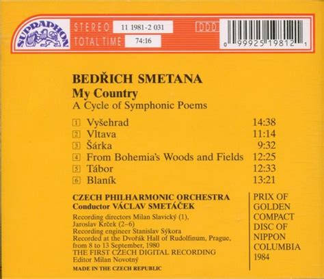 Czech Philharmonic Orchestra Václav Smetácek Smetana My Country Má