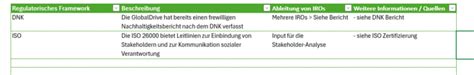 Wesentlichkeitsanalyse Beispiel zur Befüllung des Excel Template CSR