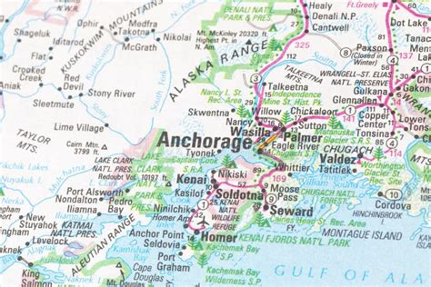 Map of Anchorage, Alaska, USA. Stock Photo - Image of california ...