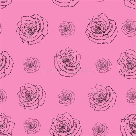 Seamless Pattern With Red Roses On A Pink Background Stock Vector