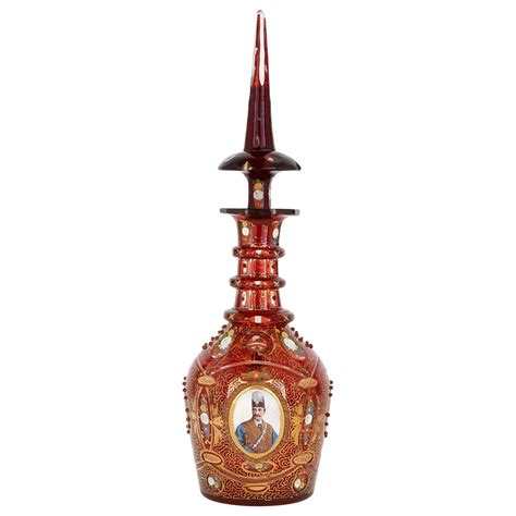 Bohemian Ruby Cut Glass And Enameled Antique Decanter For Sale At 1stdibs Bohemian Decanter