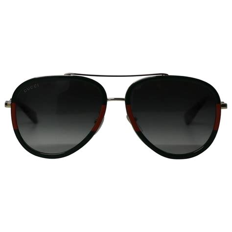 Gucci Gg0062s Aviator Sunglasses In Green And Red Acetate In Gold Metal