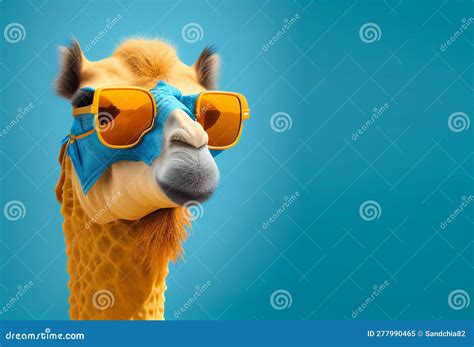 Camel In Sunglass Shade Glasses Isolated On Solid Pastel Background Stock Illustration