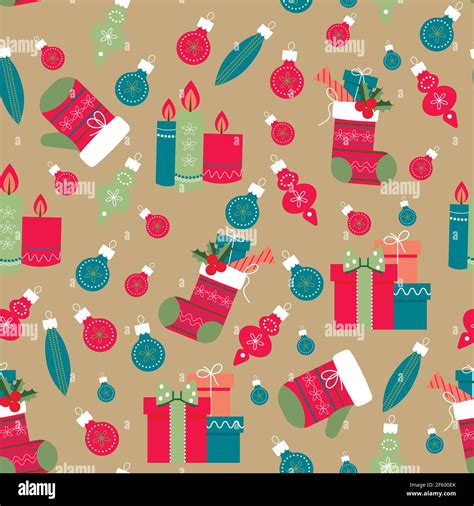 Seamless Vector Christmas Pattern Cute Color Design For Stickers