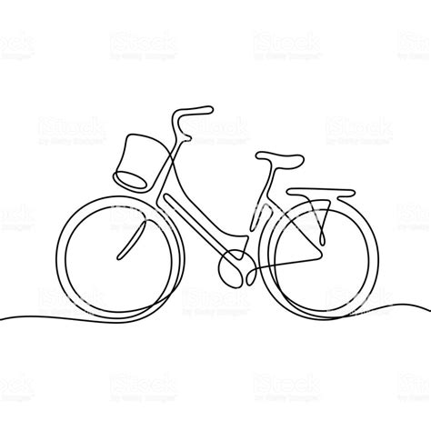 Bicycle With Basket Continuous Line Vector Illustration Continuous